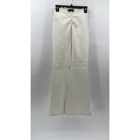 Finesse Pants - FINESSE Women's White V Frayed Cinched Waist Pull-On Flare Pants SZ XS